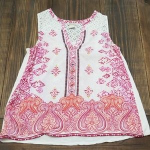 Lucky Brand Boho Lace Tank Top Small
